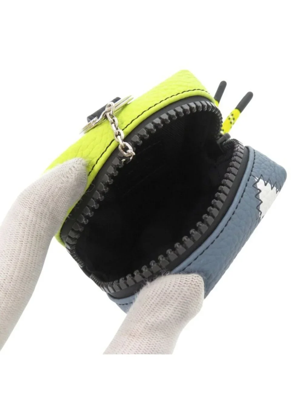 Louis Vuitton Square Pouch Color Blocks Taurillon Leather Blue Gray Yellow Charm